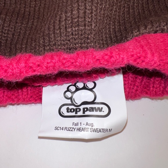Top Paw Brown/Pink Dog Sweater with Heart Size Medium—Two Available - Picture 3 of 4